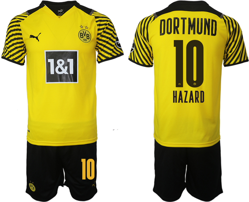 Men 2021-2022 Club Borussia Dortmund home #10 yellow Soccer Jersey